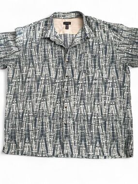 Van Heusen Geometric sage and cream short sleeve bottom up Shirt